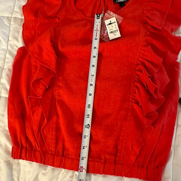 Express Red Ruffle Blouse NEW - Picture 4 of 5